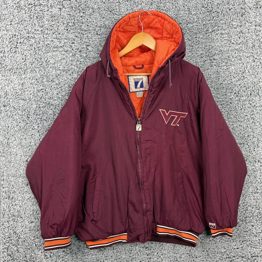 Vintage Virginia Tech Hokies Logo 7 Jacket Adult XL Puffer 90s Korea
