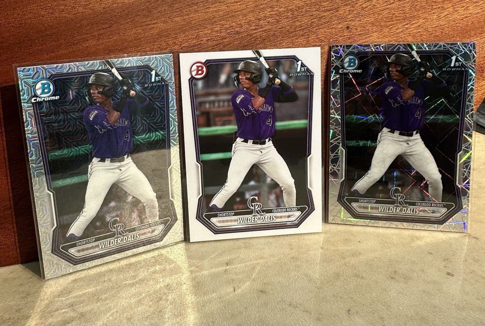 Topps 2026 Bowman Chrome Wilder Dalis 3-Card Lot BCP-150 Laser BCP-150 Mojo 150