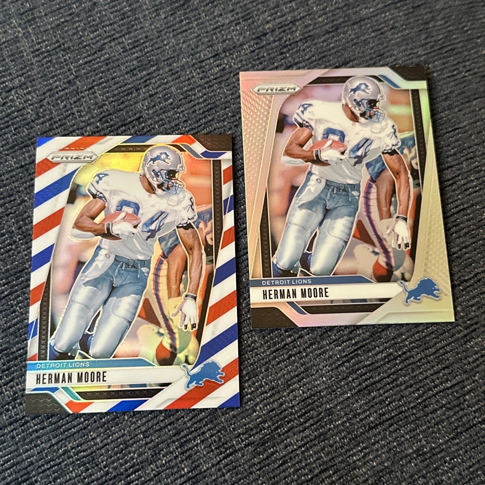Herman Moore-Lot-2 NFL PRIZM CARDS-2024 Panini Prizm #100 Red-White-Blue/SILVER