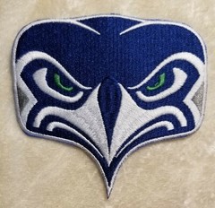 Seattle Seahawks Big 4&Prime; Seahawk Iron On Embroidered Patch ~ FREE Ship