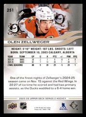 2025-26 Upper Deck #251 Olen Zellweger Anaheim Ducks
