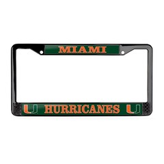 Miami Hurricanes NCAA 3D Polyurethane Domed Black License Plate Frame Car-SUV