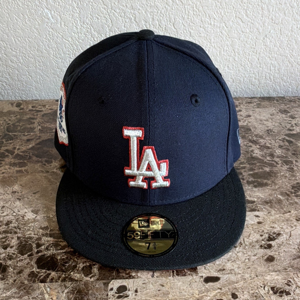 New Era 59FIFTY LA Dodgers MLB Fitted Cap Hat 7 3/8 Navy Red Black