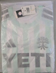 adidas Soccer Jersey Green/White Striped YETI Sponsor Print Size M