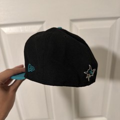 New Era 59FIFTY Fitted San Jose Sharks NHL Cap Hat Black/Teal Size 7 1/8