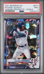 Maximo Acosta – 2021 Bowman Chrome #BCP-7 Purple Sapphire 1st Bowman 01/20 PSA 9
