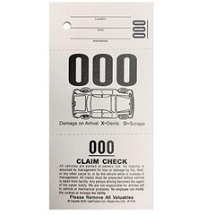 Valet Parking Tickets 3 Part, 1000 Tickets | 110lb White Card Stock, Car