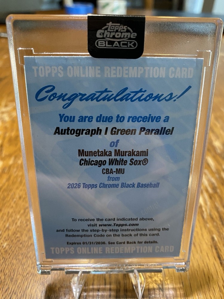 2026 Topps Chrome Black – Autographs Munetaka Murakami #CBA-MU Green Redemption