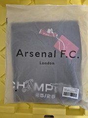 Arsenal FC Champions 25/26 Black Short Sleeve Crew T-Shirt, Size L