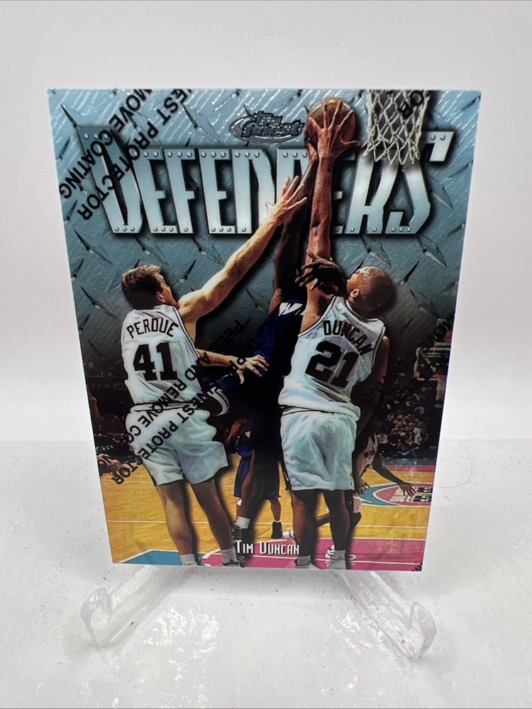 1997-98 Tim Duncan Topps Finest RC Rookie Card #306 Silver Defenders Not Peeled