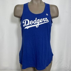 Los Angeles Dodgers MLB Majestic Racerback Glitter Blue Tank Top Women&rsquo;s MEDIUM