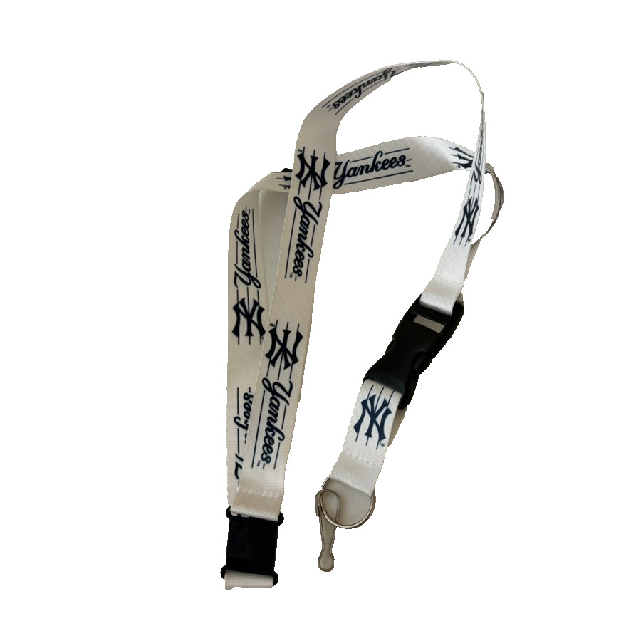 New York Yankees Lanyard White Navy Blue Logo MLB Baseball