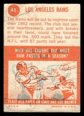 1963 Topps Los Angeles Rams #48 – (Low Grade)