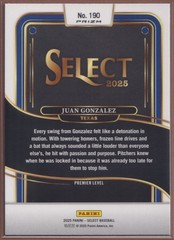 Juan Gonzalez #190 2025 Panini Select Premier Orange Flash Prizm-4494