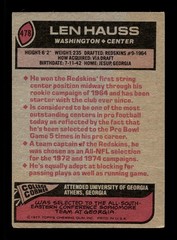 1977 Topps #478 Len Hauss REDSKINS