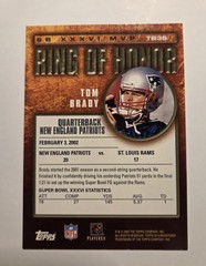 2002 Topps Ring Of Honor Tom Brady #TB36 **SEE PICS**FREE RETURNS