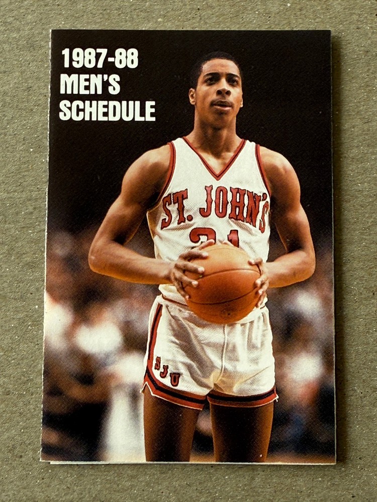 CBK 1987-88 ST JOHN&rsquo;S REDMEN Basketball Schedule College Saint St. SHELTON JONES