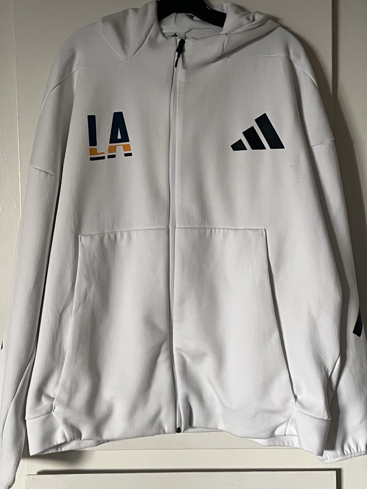 Excellent Condition! LA Galaxy Adidas MLS Soccer White Hoodie Men’s X-Large
