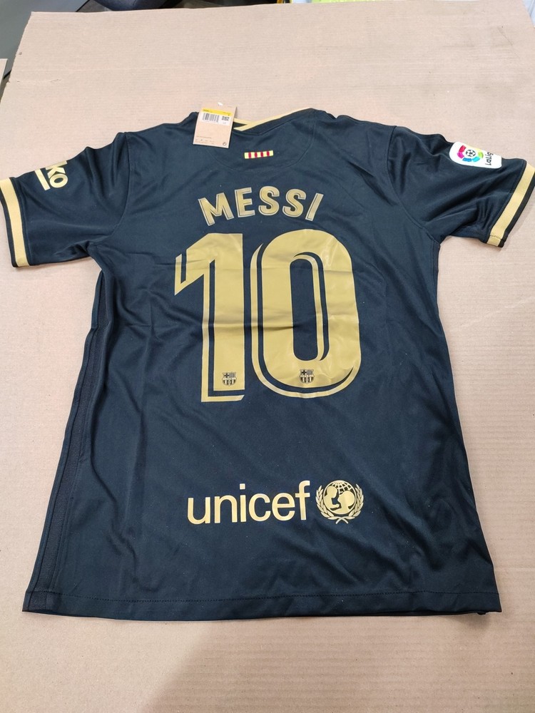 FC Barcelona 2020/2021 Football Shirt Away Black Soccer Jersey – Messi #10 – S