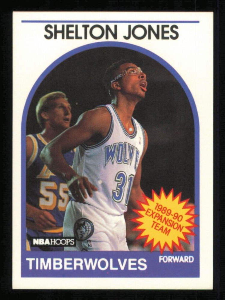 1989-90 NBA HOOPS – Rookie Card – SHELTON JONES #306 – Minnesota TimberWolves