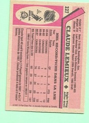 (1) CLAUDE LEMIEUX 1987-88 O-PEE-CHEE # 227 CANADIENS ROOKIE NM (N4685)