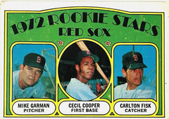 1972 Red Sox Rookie Stars Carlton Fisk, Cecil Cooper, Mike Garman (RC)