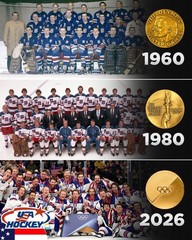US MENS HOCKEY OLYMPIC GOLD MEDAL 8X10 1960,1980 and 2026 USA TEAM PHOTO