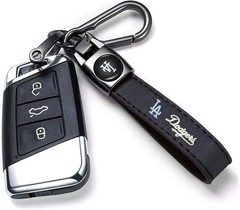Genuine Leather Baseball Key Chain Compatible with Los Angeles Dodgers Baseball