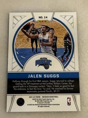 Panini Obsidian #14 2021-22 Tunnel Vision Insert Jalen Suggs Orlando Magic /25