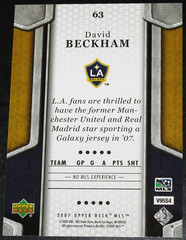 2007 Upper Deck MLS David Beckham LA Galaxy 1st MLS RC #63