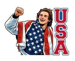 US Olympic Hockey Team Gold Medal Winner Jack Hughes USA Water Resistant Sticker