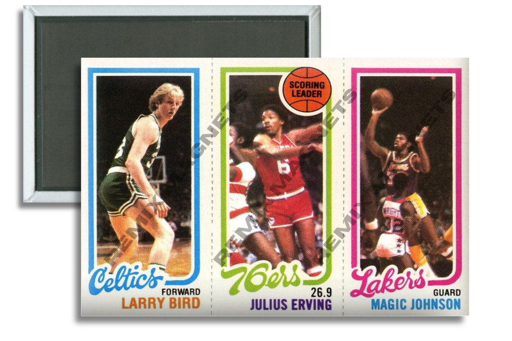 1980 Larry Bird Magic Johnson Rookie Julius Erving Scoring Leader 2 x 3 Magnet