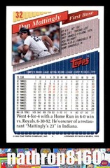 1993 Topps #32 Don Mattingly Baseball NM/NM+ New York Yankees 10122