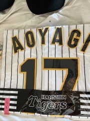 NEW MIZUNO Japan NPB HANSHIN TIGERS Baseball Jersey Home White #17 AOYAGI Large