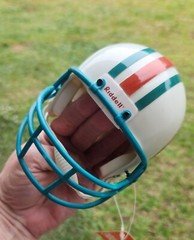 MIAMI DOLPHINS RIDDELL THROWBACK COLLECTIBLE 2-7/8 MICRO FOOTBALL HELMET DAMAGE