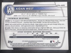 2025 Bowman Draft Aidan West Chrome Auto Sparkle Refractor 1st #/71 Dodgers