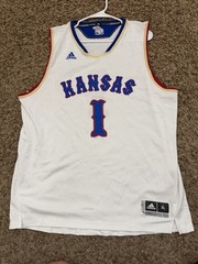 Adidas Kansas Jayhawks #1 Basketball Jersey White Blue Red Men’s XL