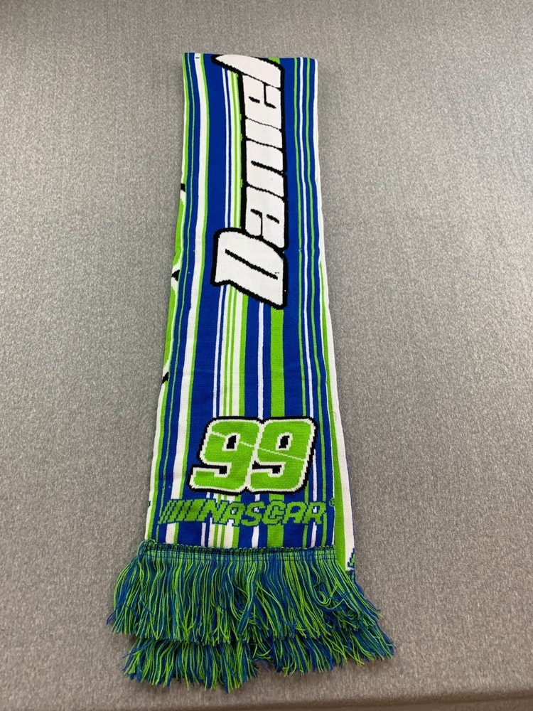 FOCO NASCAR 99 Daniel Suarez Hyperstripe Knit Scarf Blue Green Cool