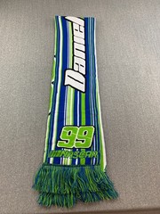 FOCO NASCAR 99 Daniel Suarez Hyperstripe Knit Scarf Blue Green Cool