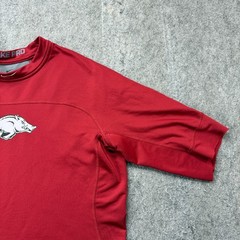 Arkansas Razorbacks Nike Pro Shirt Men L Red Gray Crew Neck Stretch Training