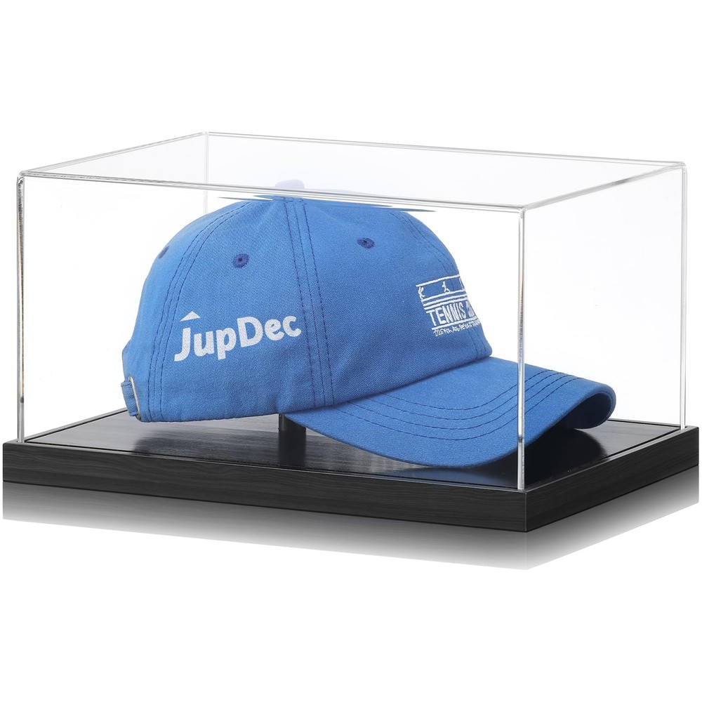 JupDec Hat Display Case, Clear Acrylic Baseball Cap Display Box Stand, UV Pro…