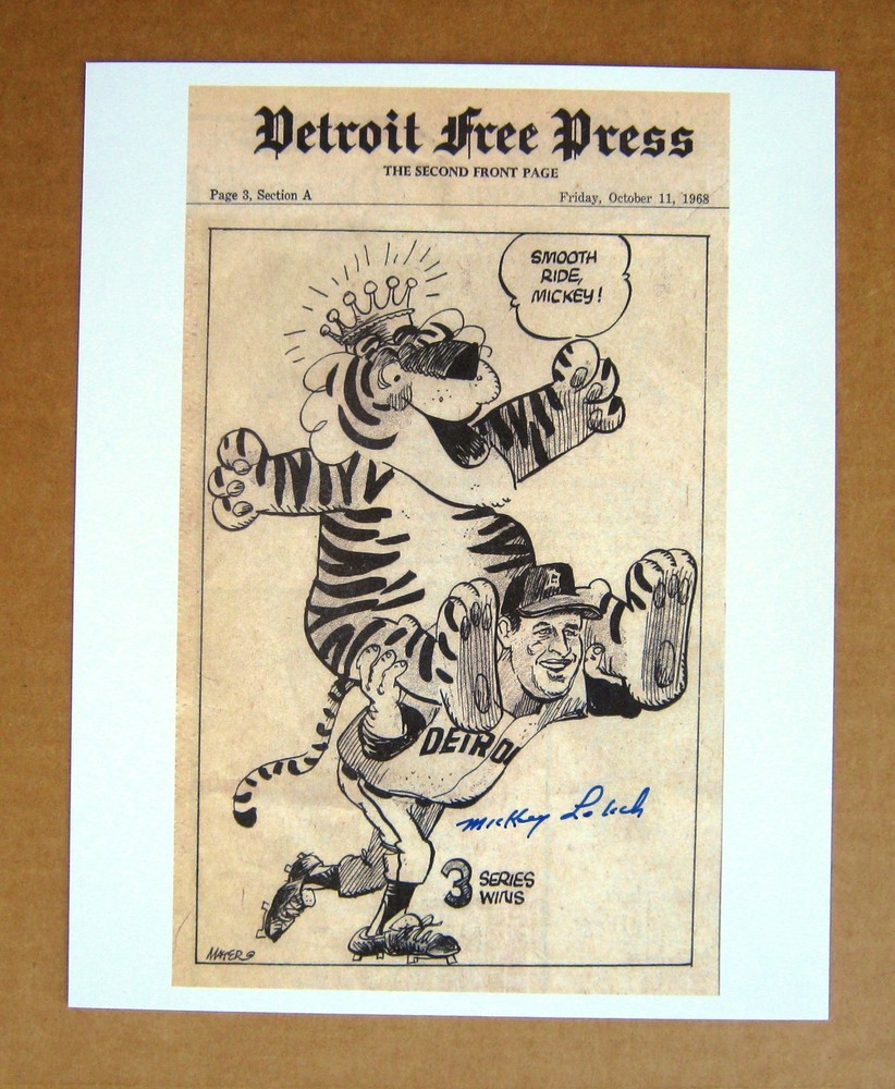1968 Detroit Tigers World Series MVP Mickey Lolich SIGNED comic strip – JSA COA