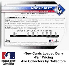 2025 Bowman Chrome #26 Mookie Betts Mega Box Mojo Refractor Los Angeles Dodgers
