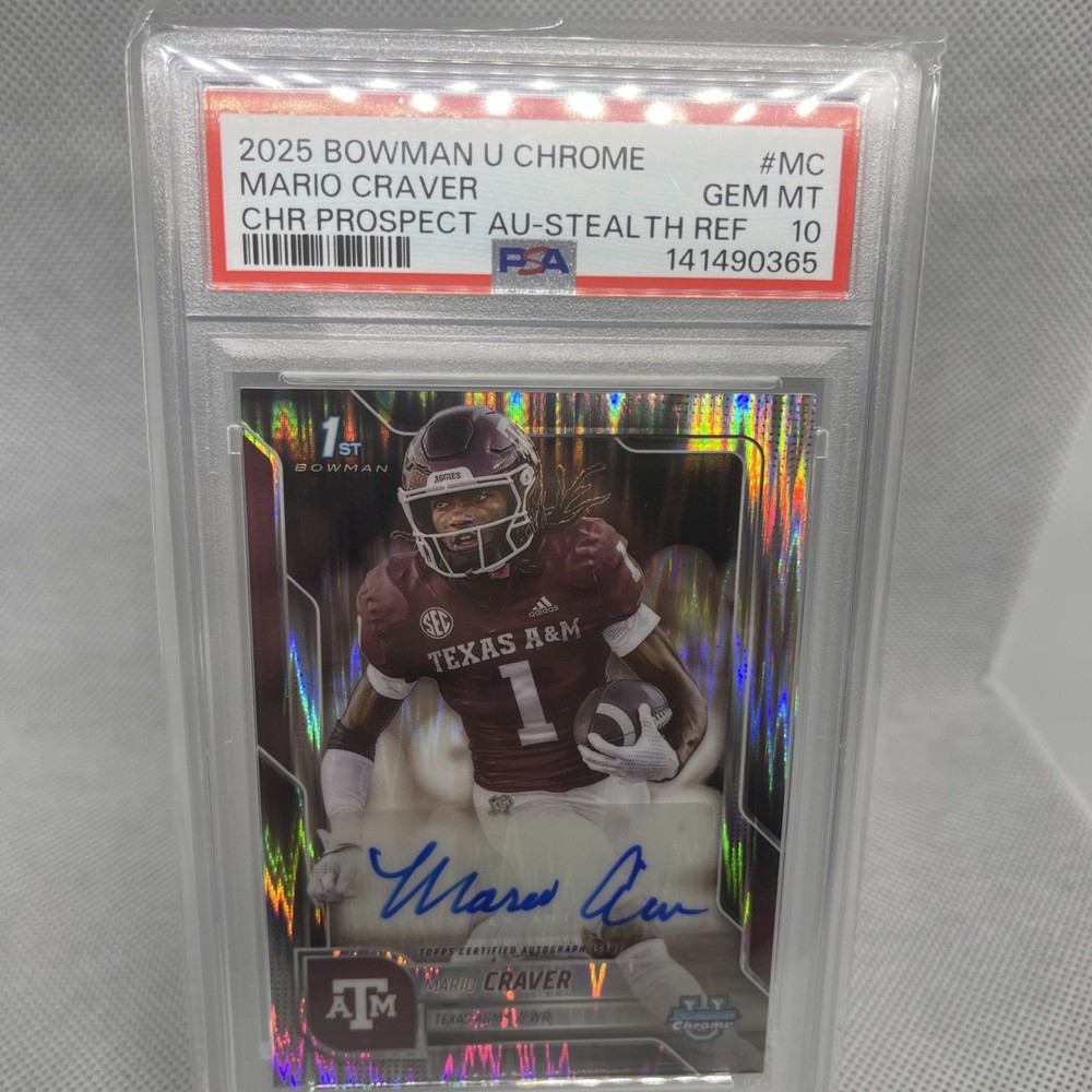 2025 Bowman University Chrome – Chrome Autographs Mario Craver Stealth PSA 10