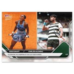 2025 Topps Now FRENCH OPEN TGA1 CARLOS ALCARAZ COCO GAUFF CHAMPIONS IN HAND