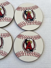 VINTAGE – CALIFORNIA ANGELS MLB – COASTERS SET OF 6, – 4¼ » Diameter