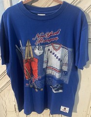 Vintage Nutmeg NHL Mens XL New York Rangers Locker Room Single Stitch Shirt RARE