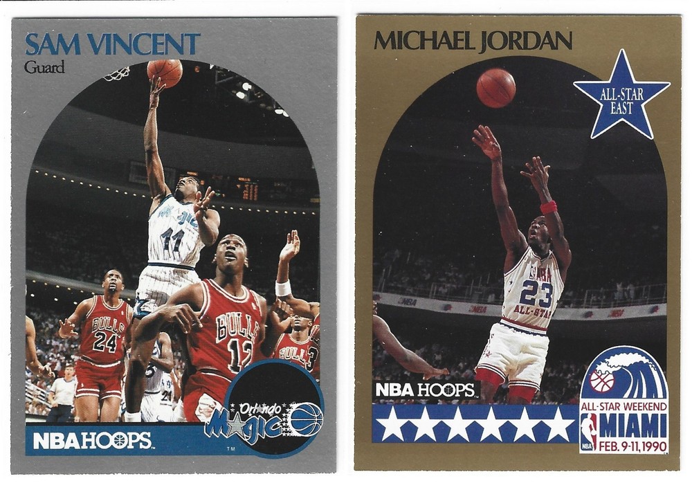 1990 NBA Hoops Michael Jordan All-Star # 5 & # 223 Sam Vincent Chicago Bulls NM
