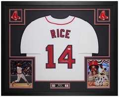Jim Rice Autographed and Framed White Boston Jersey Auto JSA Certified
