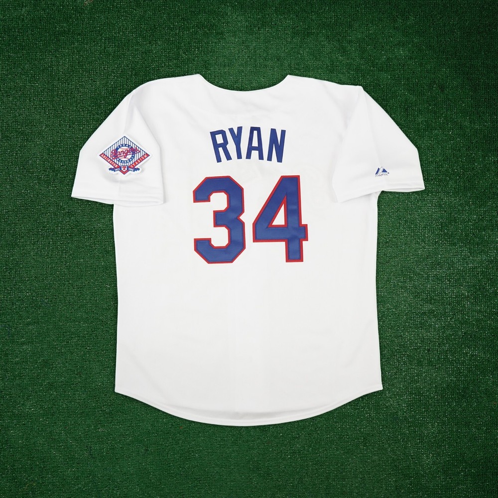 Nolan Ryan 1993 Texas Rangers Cooperstown Men&rsquo;s Home White Jersey w/ Patch